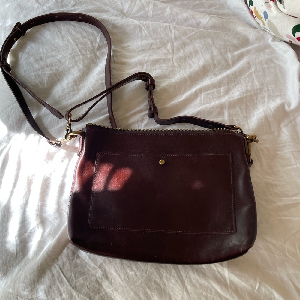 Final Price NWT Madewell Leather Transport Crossbody Purse (Dark Red/Cabernet)